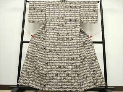 平和屋着物∴夏物　浴衣　注染　手縫い　幾何学文様　日本製　綿　逸品　CABJ0065ng