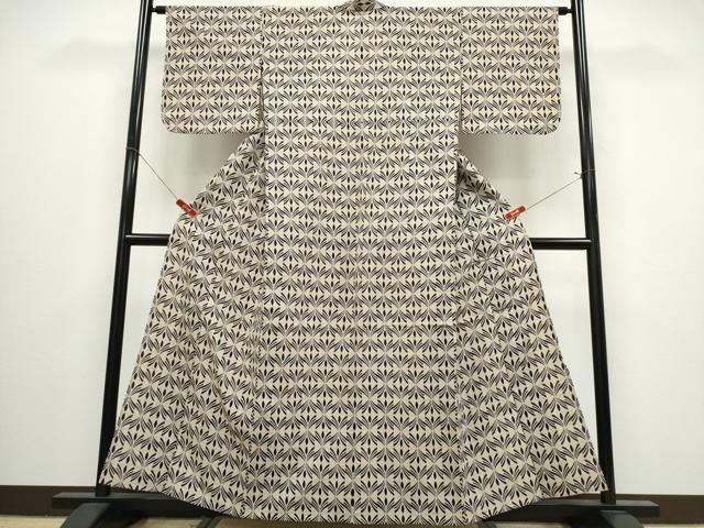 平和屋着物∴夏物　浴衣　注染　手縫い　幾何学文様　日本製　綿　逸品　CABJ0065ng