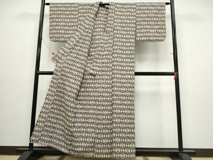 平和屋着物∴夏物　浴衣　注染　手縫い　幾何学文様　日本製　綿　逸品　CABJ0065ng