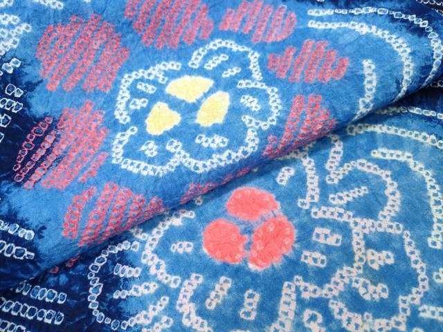 平和屋着物∴夏物　浴衣　有松鳴海絞り　流水花文　綿　逸品　CABJ0067ng