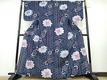 平和屋着物∴夏物　浴衣　有松鳴海絞り　籠目花間道　綿　逸品　未使用　CABJ0069ng
