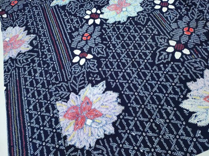 平和屋着物∴夏物　浴衣　有松鳴海絞り　籠目花間道　綿　逸品　未使用　CABJ0069ng