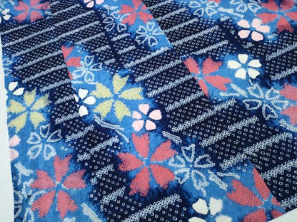 平和屋着物∴夏物　浴衣　有松鳴海絞り　横段舞花文　綿　逸品　CABJ0070ng