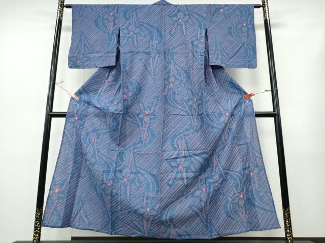 平和屋着物∴夏物　浴衣　有松鳴海絞り　杜若　綿　逸品　CABJ0071ng