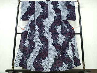 平和屋着物∴夏物　浴衣　有松鳴海絞り　枝花文　綿　逸品　未使用　CABJ0075ng