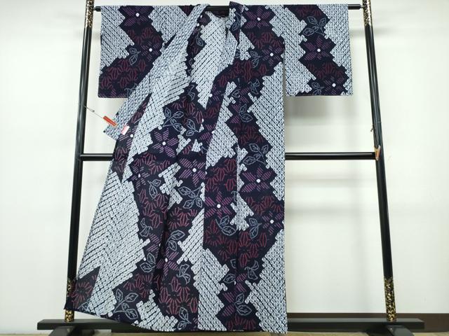 平和屋着物∴夏物　浴衣　有松鳴海絞り　枝花文　綿　逸品　未使用　CABJ0075ng