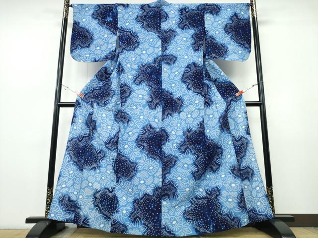 平和屋着物∴夏物　浴衣　有松鳴海絞り　霞舞花文　綿　逸品　CABJ0076ng
