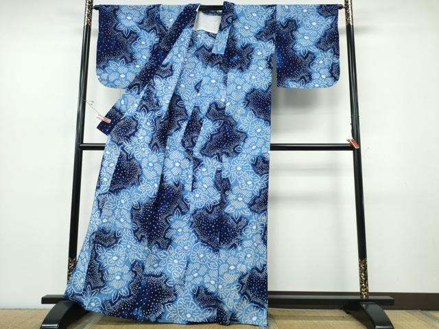 平和屋着物∴夏物　浴衣　有松鳴海絞り　霞舞花文　綿　逸品　CABJ0076ng
