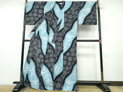 平和屋着物∴夏物　浴衣　有松鳴海絞り　霞花文　綿　逸品　CABJ0077ng