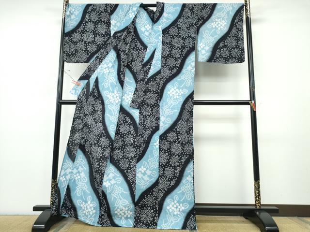 平和屋着物∴夏物　浴衣　有松鳴海絞り　霞花文　綿　逸品　CABJ0077ng