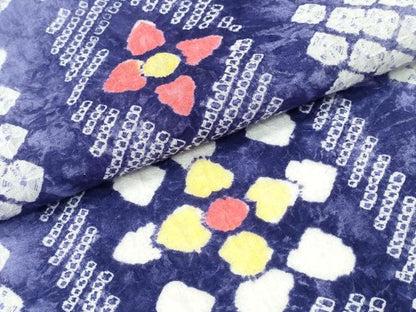 平和屋着物∴夏物　浴衣　有松鳴海絞り　短冊花文　綿　逸品　CABJ0078ng