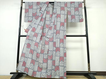 平和屋着物∴夏物　浴衣　有松鳴海絞り　市松菊文様　綿　逸品　CABJ0079ng