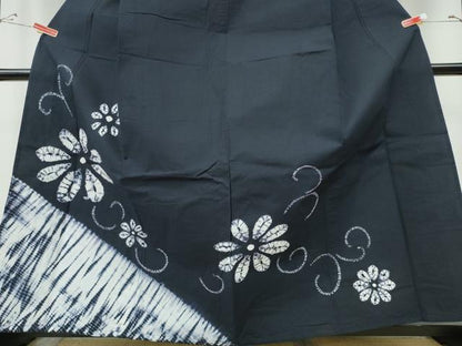 平和屋着物∴夏物　訪問着・浴衣兼用　絵羽浴衣　有松鳴海絞り　菊唐草文　濃紺地　綿　逸品　CABJ0086ng