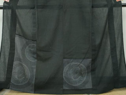 平和屋着物∴撫松庵　訪問着・浴衣兼用　吉祥丸文　黒地　綿　逸品　CABJ0089ng