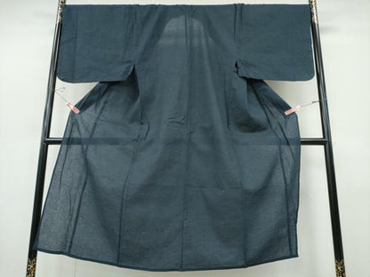 平和屋着物∴夏物　阿波しじら織　男性　浴衣　濃紺色　綿　逸品　CABJ0095ng
