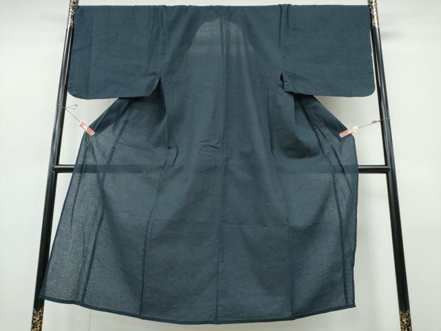 平和屋着物∴夏物　阿波しじら織　男性　浴衣　濃紺色　綿　逸品　CABJ0095ng
