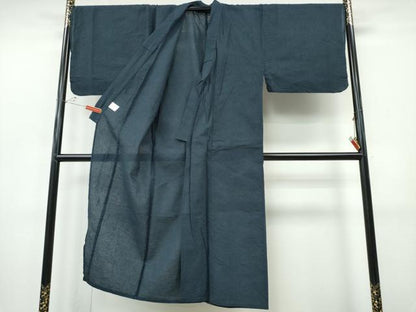 平和屋着物∴夏物　阿波しじら織　男性　浴衣　濃紺色　綿　逸品　CABJ0095ng