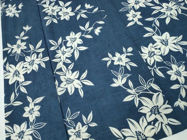 平和屋着物∴夏物　浴衣　注染　枝花文　日本製　綿　逸品　CABJ0099ng