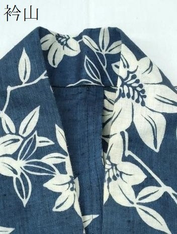 平和屋着物∴夏物　浴衣　注染　枝花文　日本製　綿　逸品　CABJ0099ng