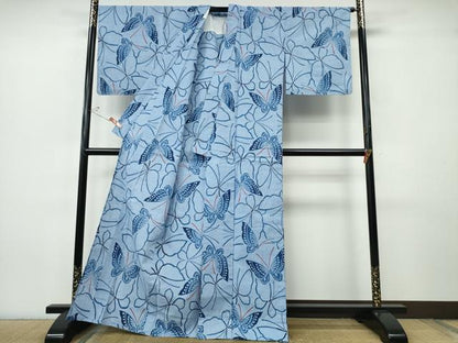 平和屋着物∴夏物　浴衣　注染　舞蝶文　綿　逸品　未使用　CABJ0100ng