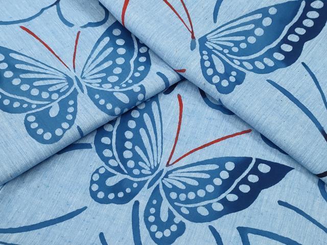 平和屋着物∴夏物　浴衣　注染　舞蝶文　綿　逸品　未使用　CABJ0100ng