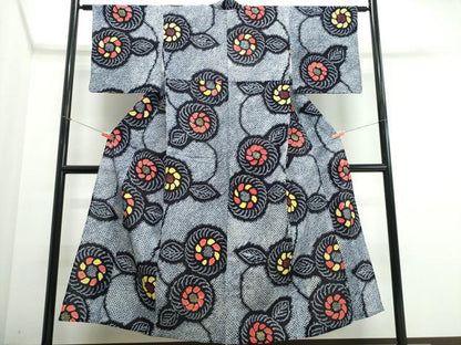 平和屋着物∴夏物　浴衣　有松鳴海絞り　菊唐草文　綿　逸品　CABJ0102ng