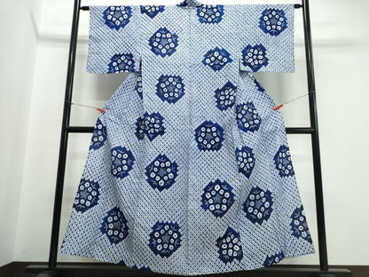 平和屋着物∴夏物　浴衣　有松鳴海絞り　雪華文　綿　逸品　CABJ0104ng