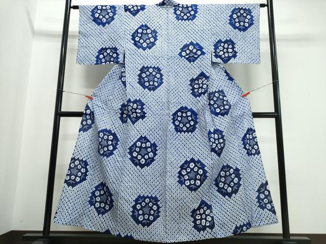 平和屋着物∴夏物　浴衣　有松鳴海絞り　雪華文　綿　逸品　CABJ0104ng