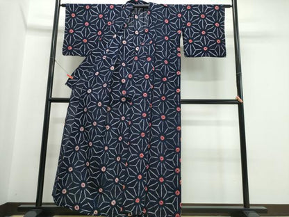平和屋着物∴夏物　浴衣　有松鳴海絞り　麻の葉文様　綿　逸品　CABJ0105ng