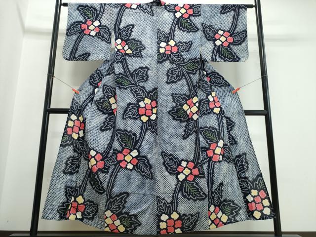 平和屋着物∴夏物　浴衣　有松鳴海絞り　枝牡丹　綿　逸品　CABJ0108ng