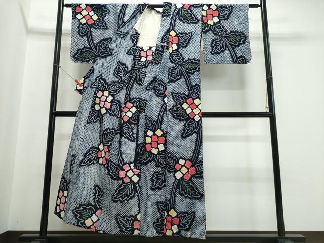 平和屋着物∴夏物　浴衣　有松鳴海絞り　枝牡丹　綿　逸品　CABJ0108ng