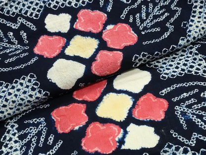 平和屋着物∴夏物　浴衣　有松鳴海絞り　枝牡丹　綿　逸品　CABJ0108ng
