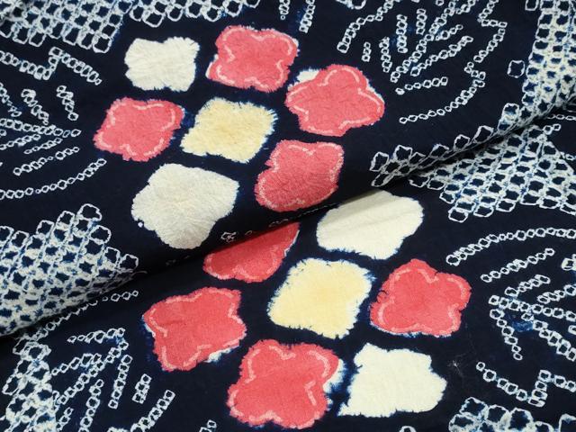平和屋着物∴夏物　浴衣　有松鳴海絞り　枝牡丹　綿　逸品　CABJ0108ng