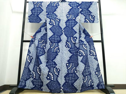 平和屋着物∴夏物　浴衣　有松鳴海絞り　色紙重ね七宝花文　綿　逸品　未使用　CABJ0112ng