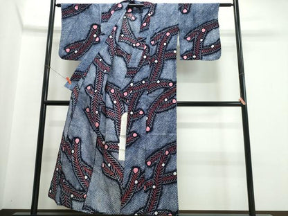 平和屋着物∴夏物　浴衣　有松鳴海絞り　孔雀羽文　綿　逸品　CABJ0115ng