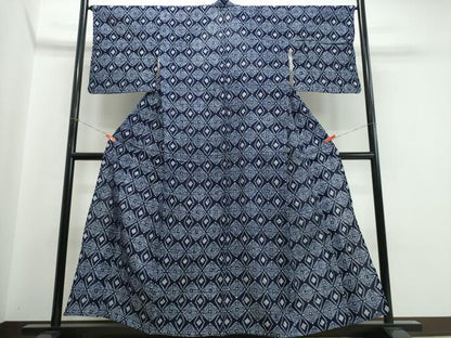 平和屋着物∴夏物　浴衣　有松鳴海絞り　天井菱文　綿　逸品　CABJ0116ng