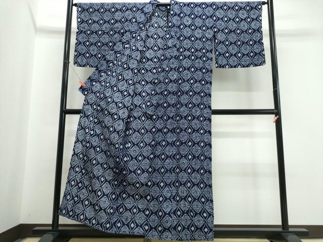 平和屋着物∴夏物　浴衣　有松鳴海絞り　天井菱文　綿　逸品　CABJ0116ng