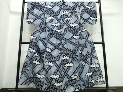 平和屋着物∴夏物　浴衣　有松鳴海絞り　笹竹文　綿　逸品　CABJ0117ng