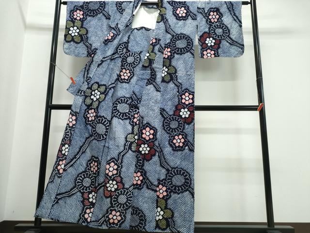 平和屋着物∴夏物　浴衣　有松鳴海絞り　枝花文　綿　逸品　CABJ0120ng