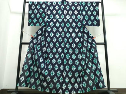 平和屋着物∴夏物　浴衣　有松鳴海絞り　菱文　綿　逸品　CABJ0122ng