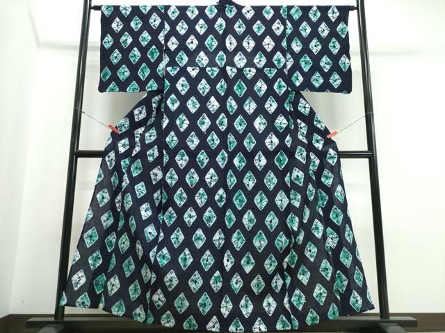 平和屋着物∴夏物　浴衣　有松鳴海絞り　菱文　綿　逸品　CABJ0122ng