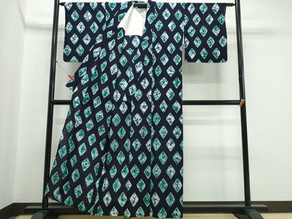 平和屋着物∴夏物　浴衣　有松鳴海絞り　菱文　綿　逸品　CABJ0122ng