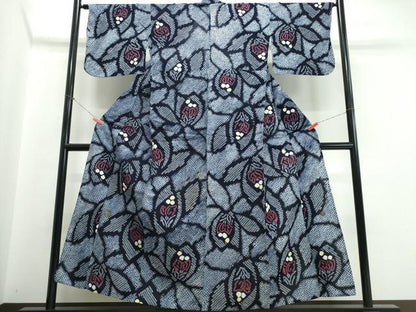 平和屋着物∴夏物　浴衣　有松鳴海絞り　草花文　綿　逸品　CABJ0123ng