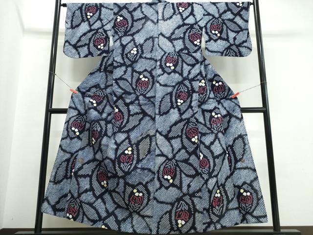 平和屋着物∴夏物　浴衣　有松鳴海絞り　草花文　綿　逸品　CABJ0123ng