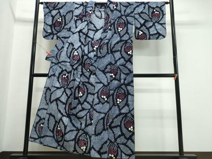 平和屋着物∴夏物　浴衣　有松鳴海絞り　草花文　綿　逸品　CABJ0123ng