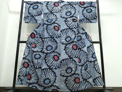 平和屋着物∴夏物　浴衣　有松鳴海絞り　舞菊文　綿　逸品　CABJ0124ng