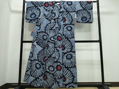 平和屋着物∴夏物　浴衣　有松鳴海絞り　舞菊文　綿　逸品　CABJ0124ng