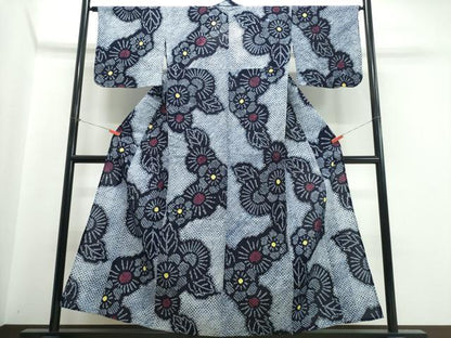平和屋着物∴夏物　浴衣　有松鳴海絞り　枝菊文　綿　逸品　CABJ0125ng