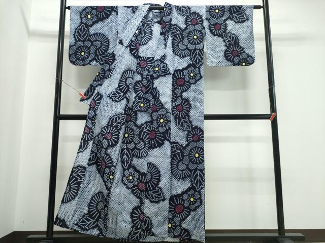 平和屋着物∴夏物　浴衣　有松鳴海絞り　枝菊文　綿　逸品　CABJ0125ng