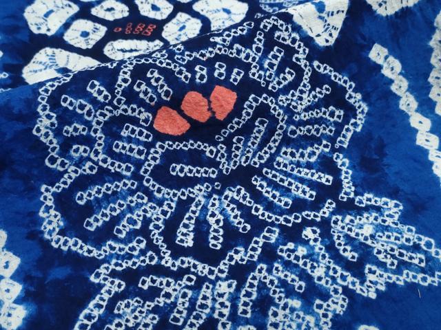 平和屋着物∴夏物　浴衣　有松鳴海絞り　よろけ縞舞牡丹文　綿　逸品　CABJ0127ng